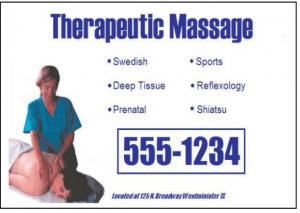 A good example of massage advertising, very boring and clinical